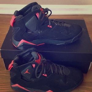 Black and Coral pink Jordan shoes